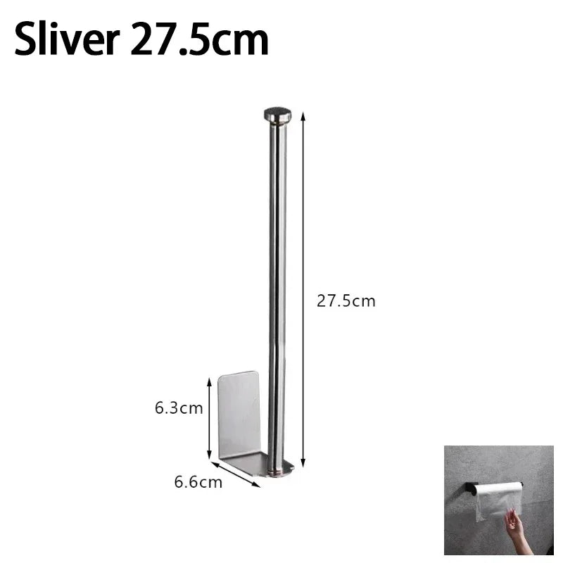 Kitchen Towel Holder & Storage Rack, Black or Silver