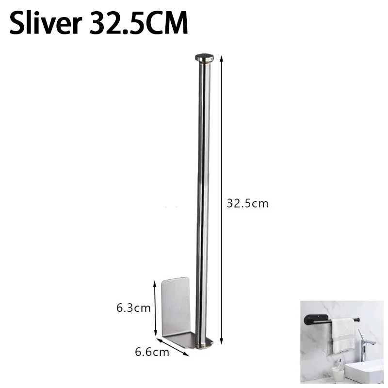 Kitchen Towel Holder & Storage Rack, Black or Silver