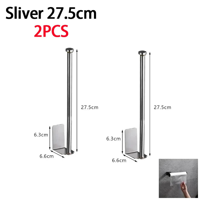 Kitchen Towel Holder & Storage Rack, Black or Silver