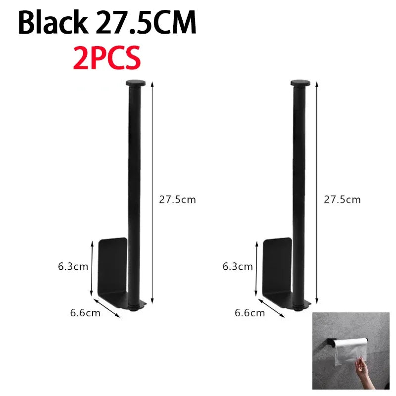 Kitchen Towel Holder & Storage Rack, Black or Silver