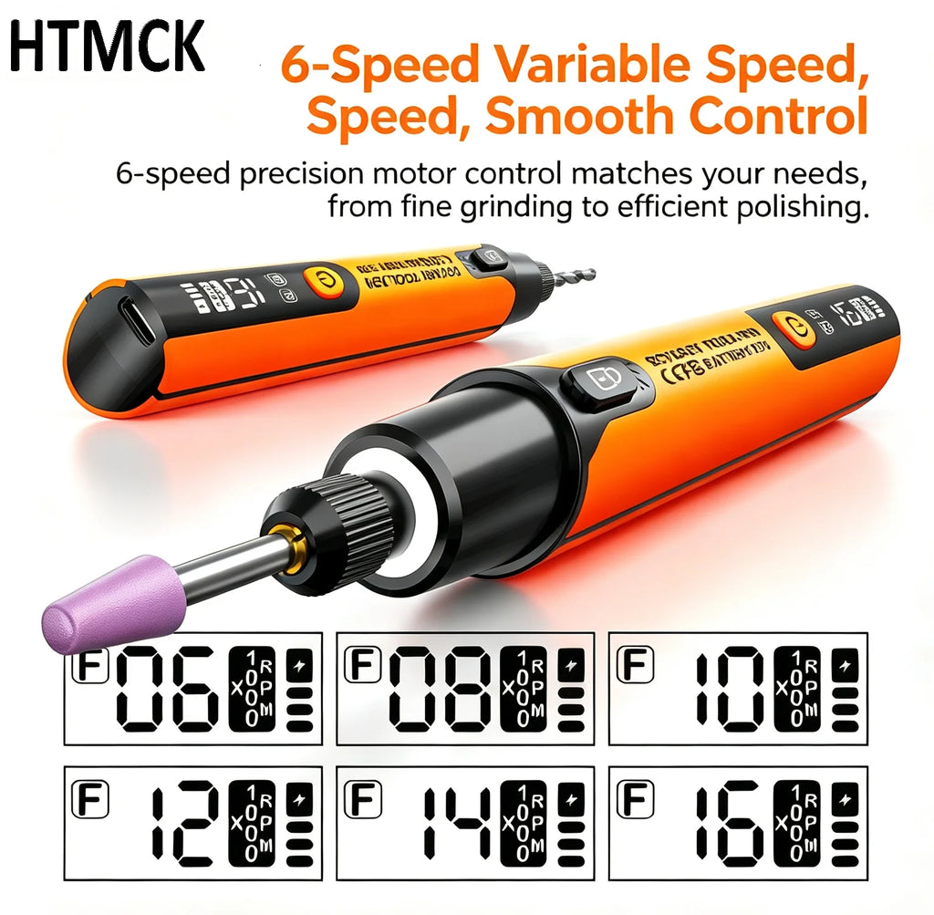 Cordless Rotary Tool Kit with 6 Speeds Rechargeable Polishing Pen Low Sound Round Sanding Disk for Home DIY Crafts/Carving/Polis