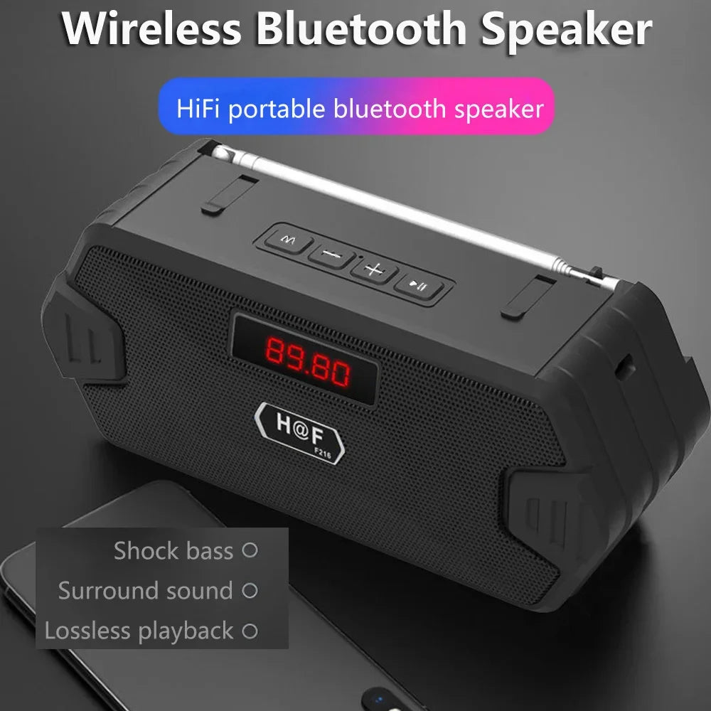Portable Bluetooth Speaker with FM Radio & AUX Input