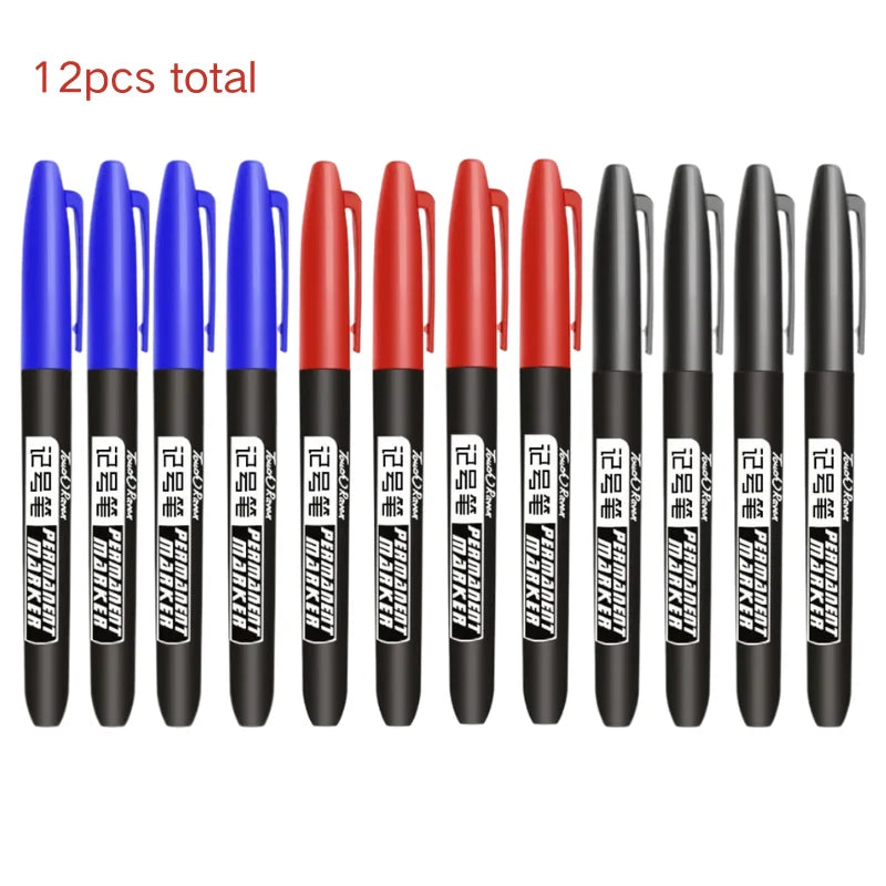Permanent Marker Set – 6 Pack, Dual Tip Fine & Broad, Waterproof Ink, Assorted Colours