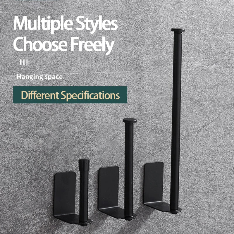 Kitchen Towel Holder & Storage Rack, Black or Silver