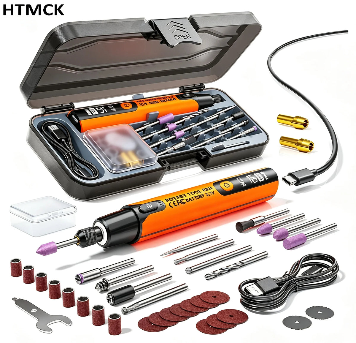 Cordless Rotary Tool Kit with 6 Speeds Rechargeable Polishing Pen Low Sound Round Sanding Disk for Home DIY Crafts/Carving/Polis