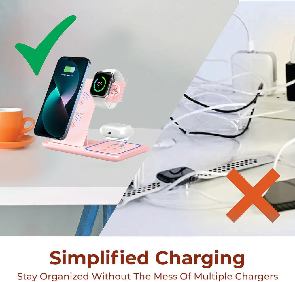 3-in-1 Wireless Charging Stand for Phone, Watch & Earbuds