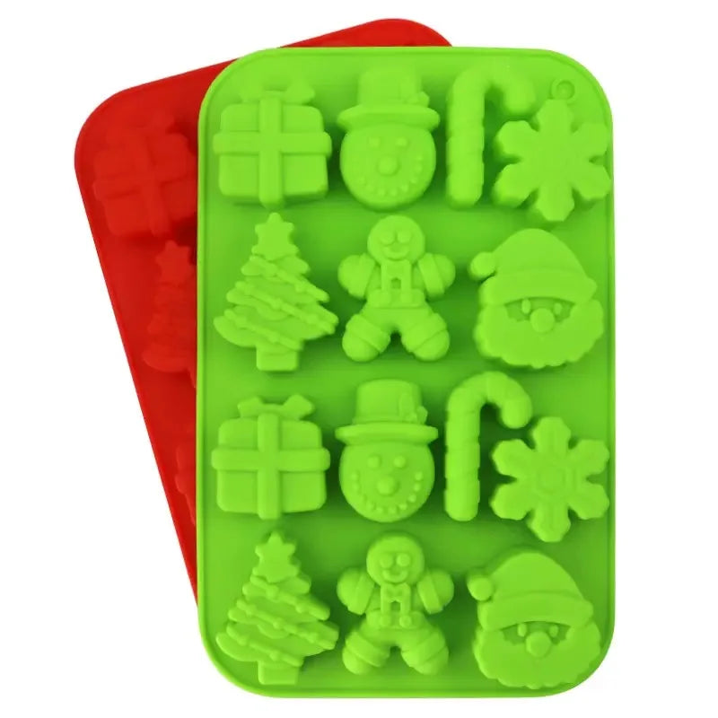 Christmas Silicone Mould - 12 Cavity Tray for Chocolate, Cake & Ice
