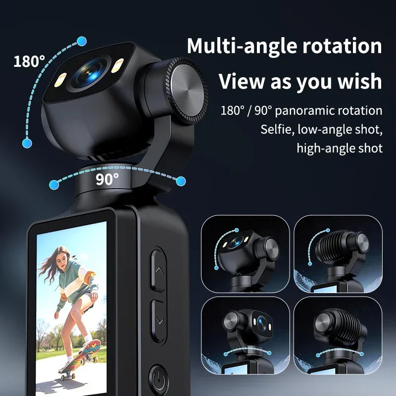 4K Handheld Gimbal Camera with 180° Flip Screen