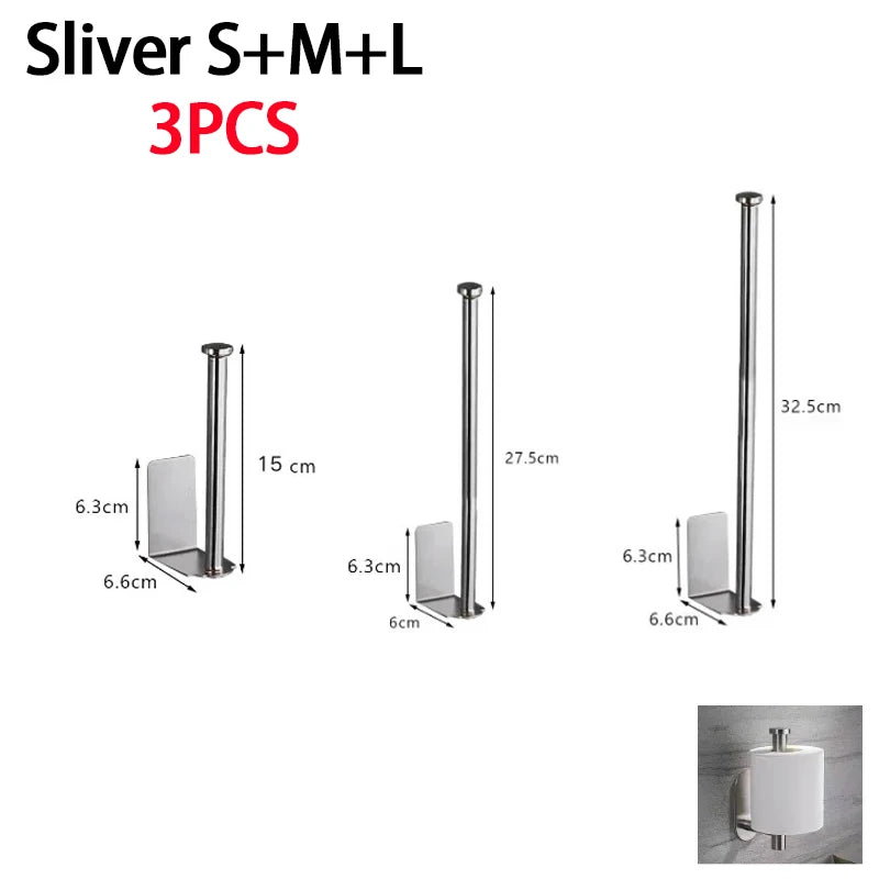 Kitchen Towel Holder & Storage Rack, Black or Silver