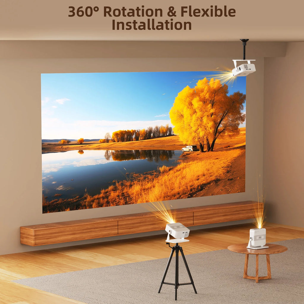 AOC HA109-PRO Portable Projector Native 720P 200 ANSI Wi-Fi 6 BT5.0 360° Stand Auto Keystone 4K Decode Mini Beamer Home Cinema