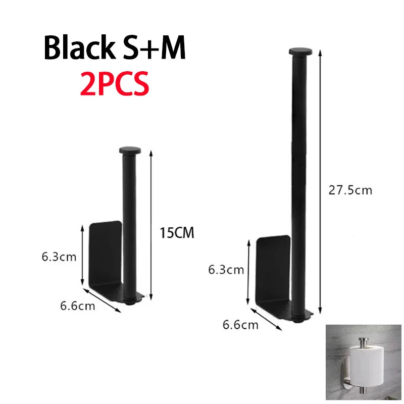 Kitchen Towel Holder & Storage Rack, Black or Silver