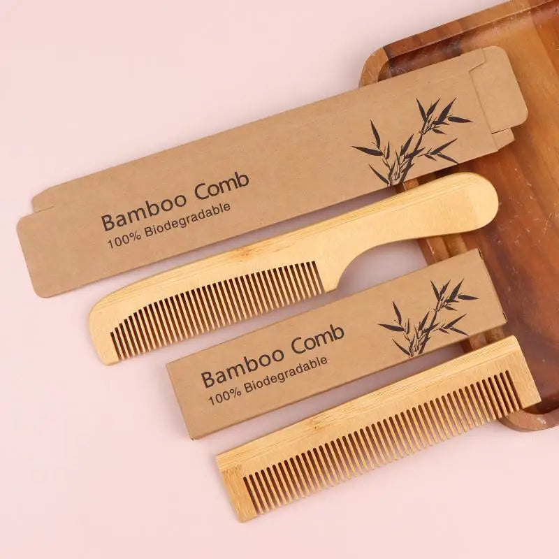 Bamboo Massage Hair Comb | Anti-Static Scalp Stimulator | 1, 2 or 3 Pack