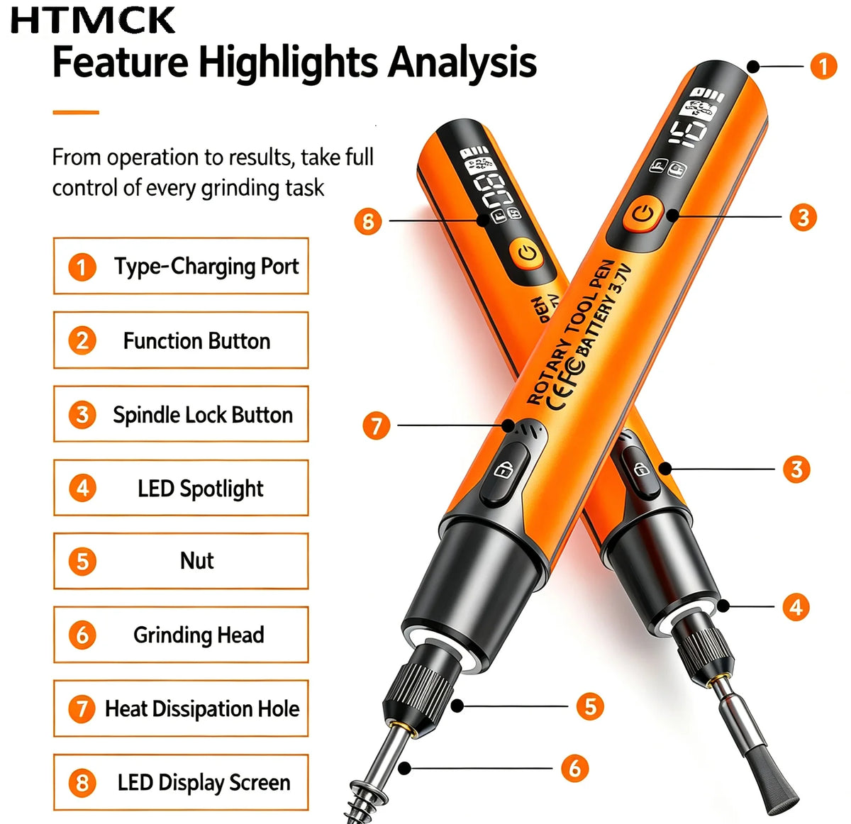 Cordless Rotary Tool Kit with 6 Speeds Rechargeable Polishing Pen Low Sound Round Sanding Disk for Home DIY Crafts/Carving/Polis