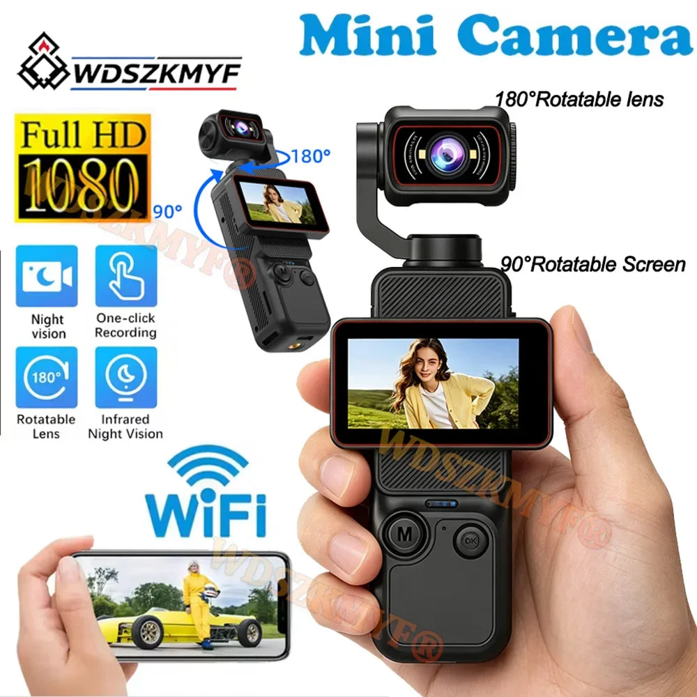 Mini 1080p Wi-Fi Action Camera with 180° Rotating Lens