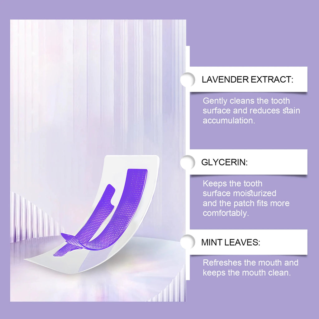 Purple Teeth Whitening Strips Bleaching Stains Remove Oral Whitening Supplies Tooth Stickers Remove Stains Care Stripes