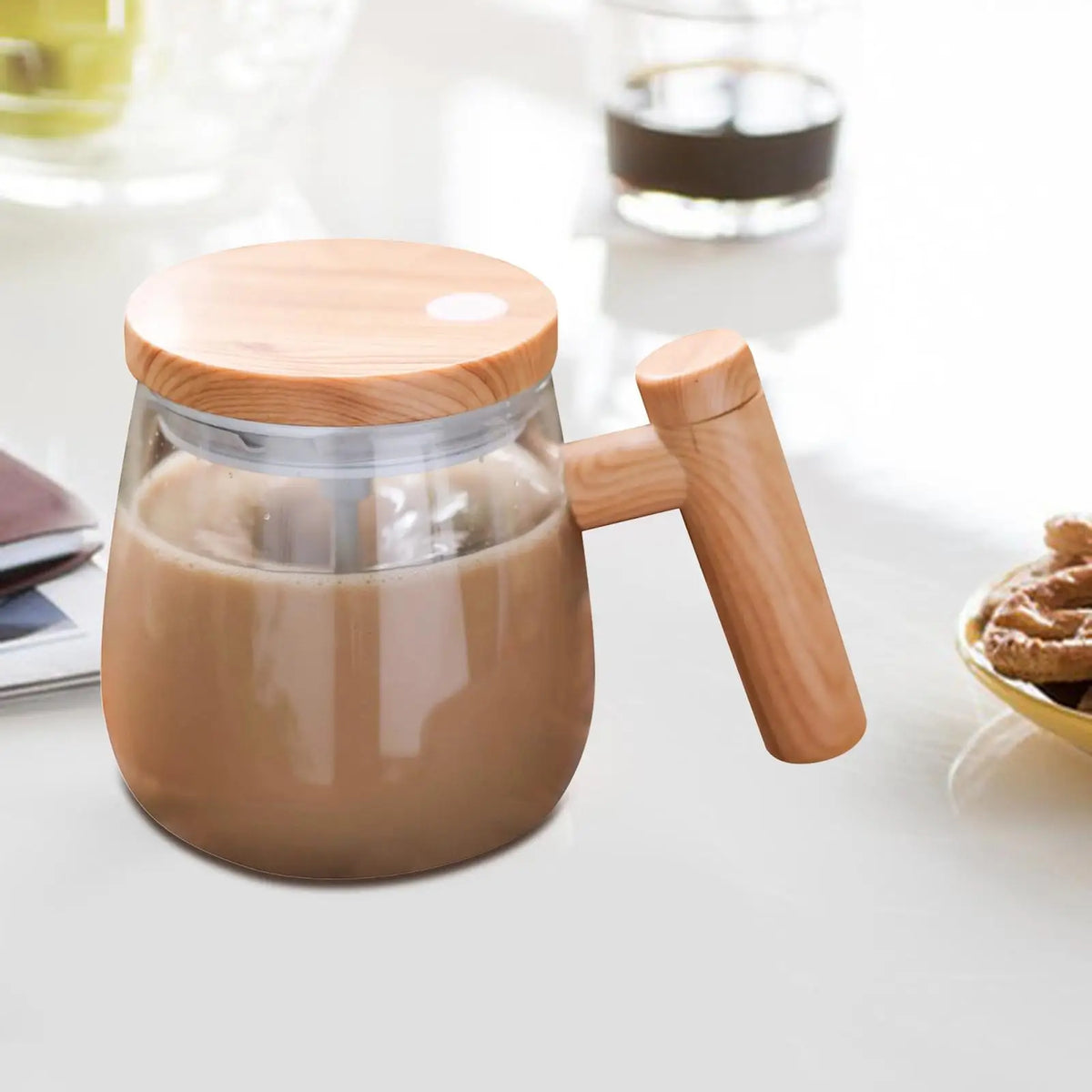 400 ml Self-Stirring Glass Mug for Coffee and Hot Drinks