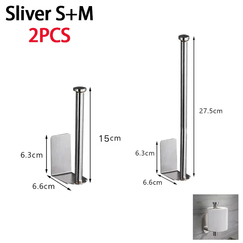 Kitchen Towel Holder & Storage Rack, Black or Silver