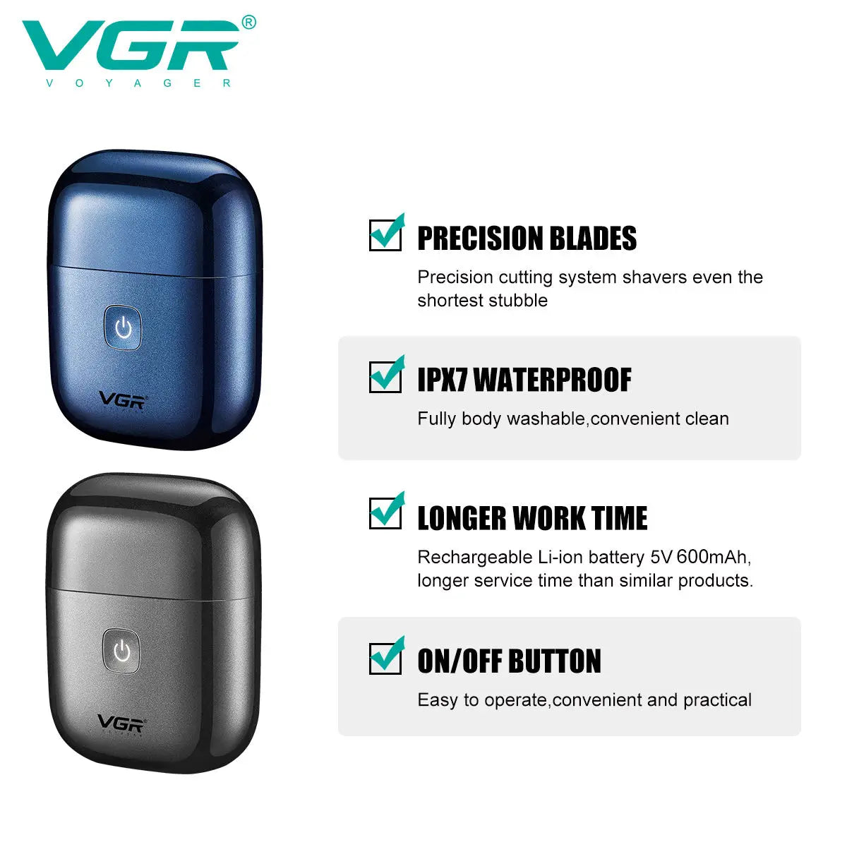 VGR V-340 Professional Electric Shaver for Men | IPX7 Waterproof Reciprocating Razor