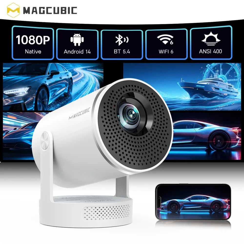 Magcubic Android 14 Native 1080P 8K Projector Manual Focus HY320Pro-A Full HD Projector Portable Home Cinema