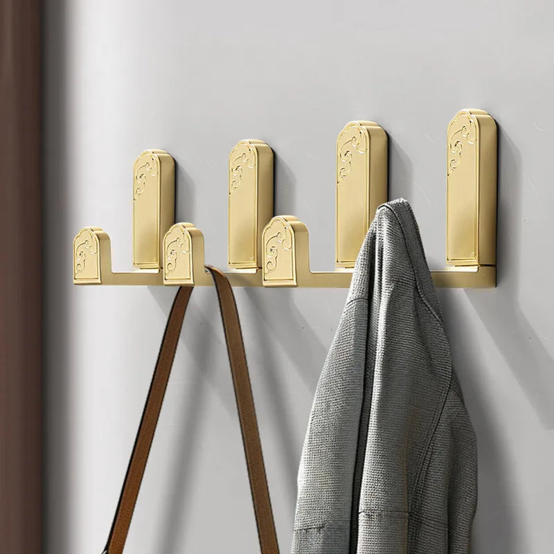 Metal No Drill Wall Mounted Coat Hooks Door Back Coat Hanger Clothes Hat Rack for Entryway Multifunctional Bathroom Towel Hook