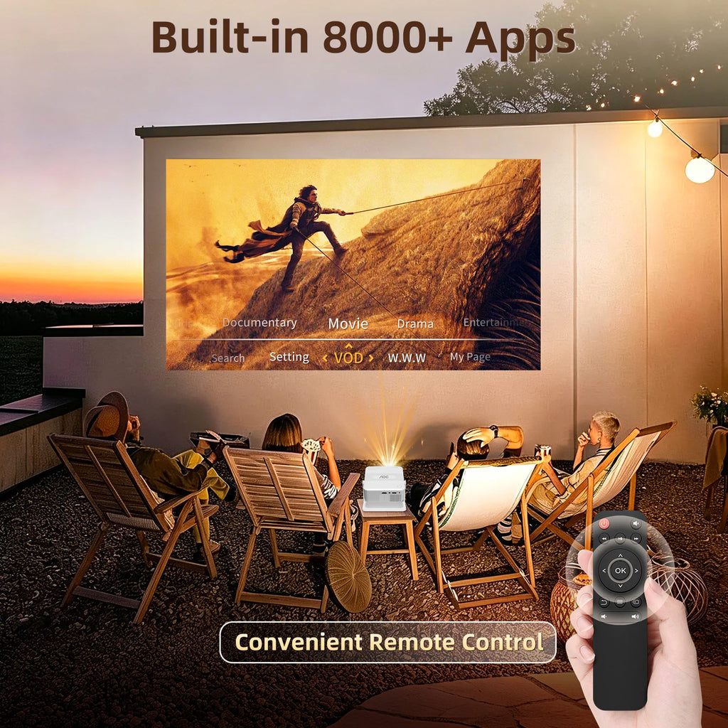 AOC HA109-PRO Portable Projector Native 720P 200 ANSI Wi-Fi 6 BT5.0 360° Stand Auto Keystone 4K Decode Mini Beamer Home Cinema