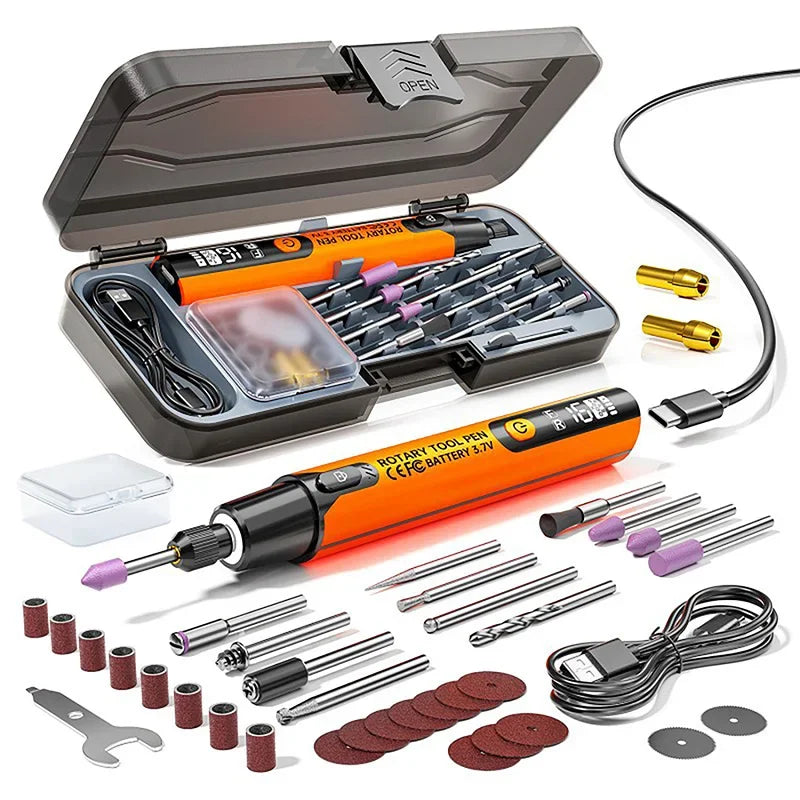 Cordless Rotary Tool Kit with 6 Speeds Rechargeable Polishing Pen Low Sound Round Sanding Disk for Home DIY Crafts/Carving/Polis