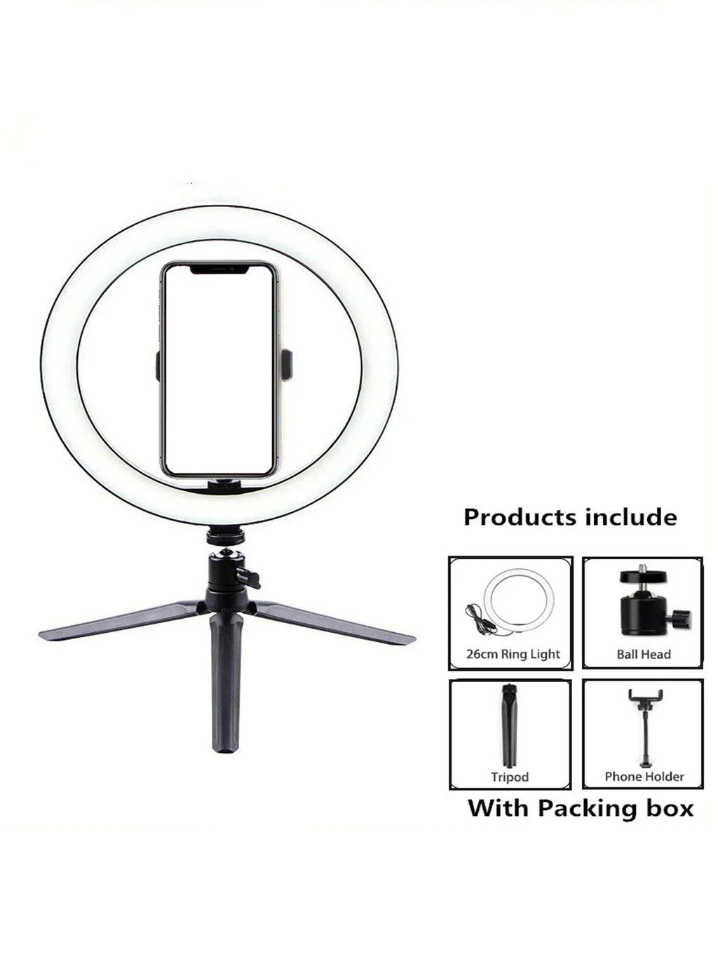 26 cm Ring Light with Tripod for Photography and Video