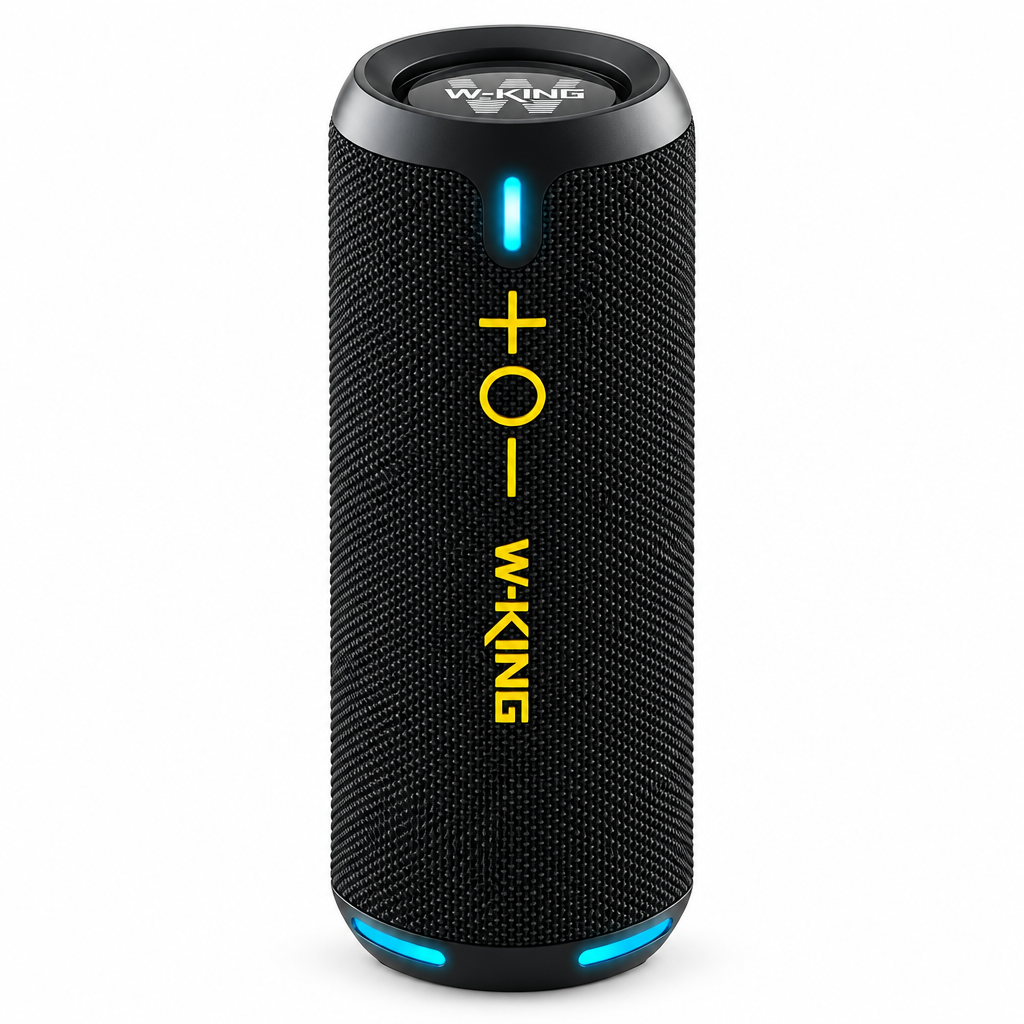 White-background hero draft of the W-KING D320 speaker
