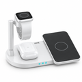 White foldable 3-in-1 wireless charging stand on a white background, shown unfolded