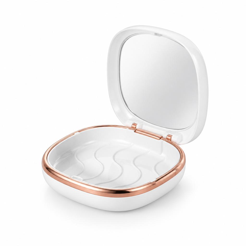 White retainer case on a white background