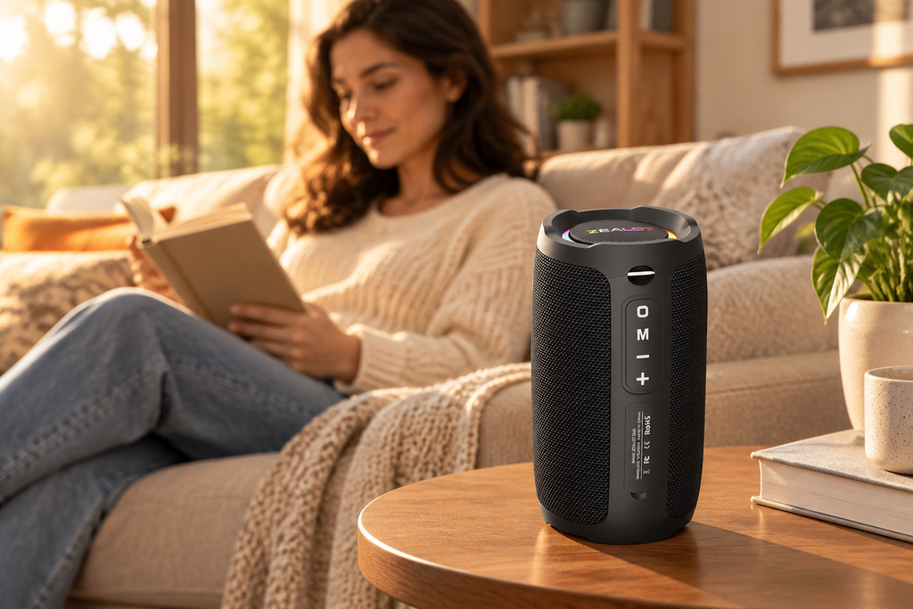 Zealot S49 speaker in a living room